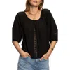 Sanctuary Beach To Bar Lace Inset Top In Black