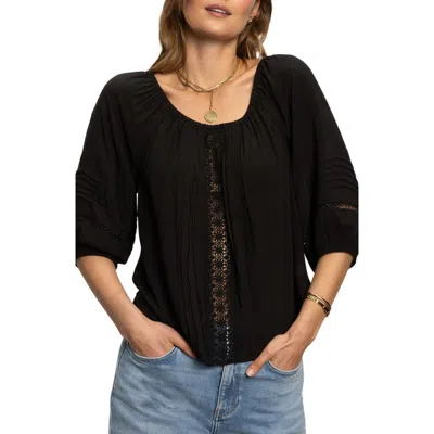Sanctuary Beach To Bar Lace Inset Top In Black