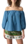 SANCTUARY BEACH TO BAR OFF THE SHOULDER CHAMBRAY TOP