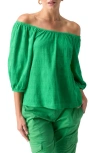 SANCTUARY BEACH TO BAR OFF THE SHOULDER TEXTURED COTTON TOP