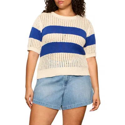 Sanctuary Beachside Stripe Open Stitch Sweater Tank In White