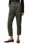 Sanctuary Belted Satin Cargo Pants In Dark Olive