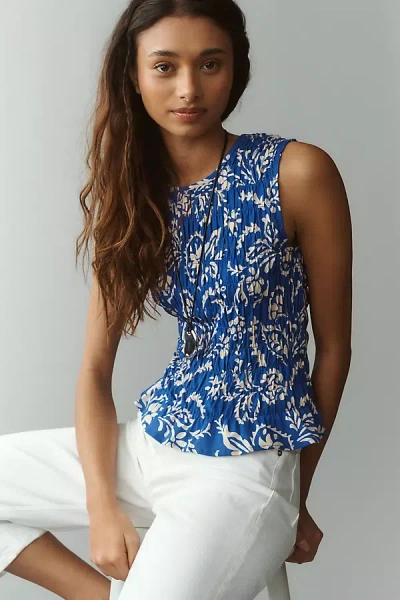 Sanctuary Better Together Cotton Smocked Tank Top In Blue
