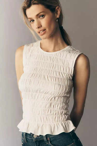 Sanctuary Better Together Cotton Smocked Tank Top In White