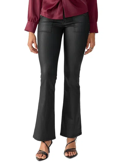 Sanctuary Birdy Womens Twill Coated Flared Pants In Black