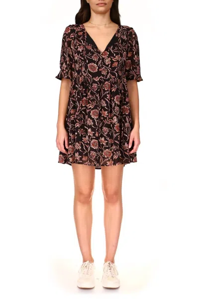Sanctuary Bloom Volume Sleeves Dress In Dusk Floral In Multi