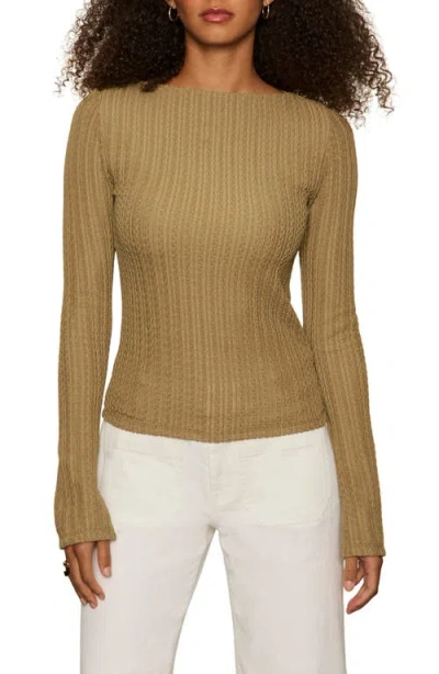 Sanctuary Boat Neck Rib Top In Brown