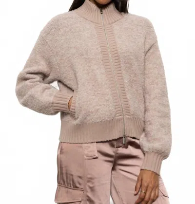 Sanctuary Boucle Knit Bomber Jacket In Feather In Multi