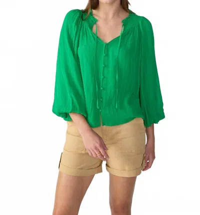 Sanctuary Breezy Smock Neck Top In Jelly Bean In Green