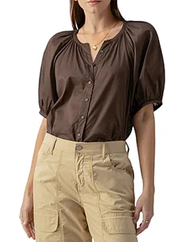 Sanctuary Bubble Sleeve Blouse In Mud Bath