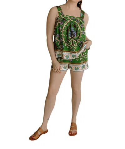 Sanctuary Button Back Cami In Mezzo Tile In Green