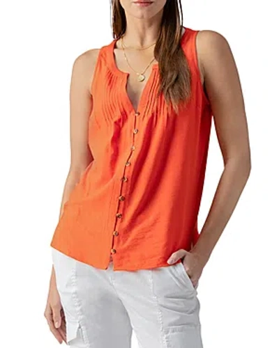 Sanctuary Button Down Sleeveless Top In Spicy Orange