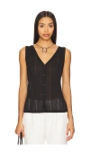 Sanctuary Button Front Ribbed Tank In Black