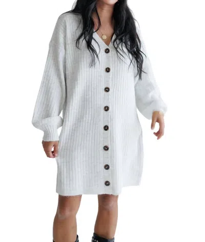 Sanctuary Button Front Sweater Dress In Chalk Heather In Multi