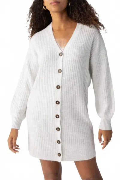 Sanctuary Button Front Sweater Dress In Chalk Heather In White