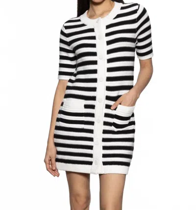 Sanctuary Button Frontt Knit Dress In Black In Blue