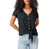 Sanctuary By My Side Tie Hem Sweater In Black