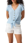 Sanctuary By My Side Tie Hem Pointelle Top In Blue Bliss