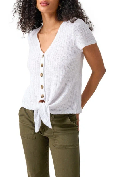 Sanctuary By My Side Tie Hem Pointelle Top In White