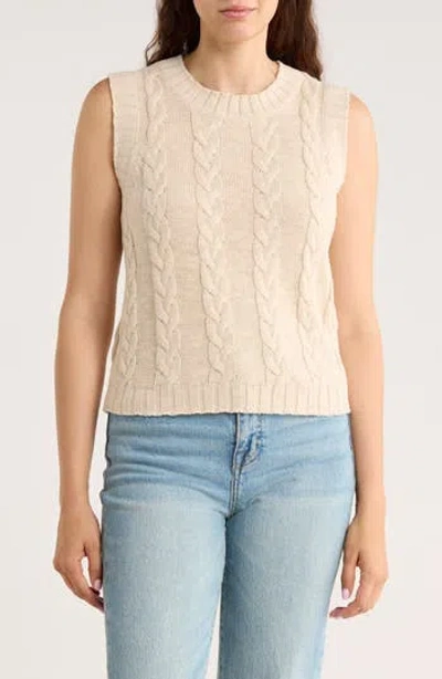Sanctuary Cable Knit Cotton Sweater Vest In Neutral