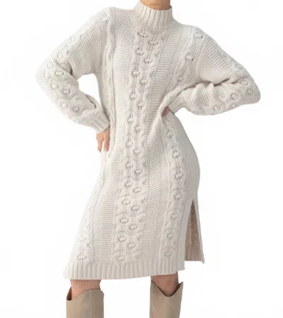 Sanctuary Cable Knit Side Slit Sweater Dress In Chalk In White