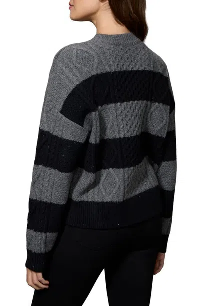 Sanctuary Cable Sequin Crewneck Sweater In Black