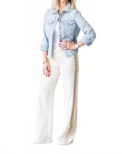 Sanctuary Cadence Shimmer Stripe Pant In Vanilla Creme In Blue
