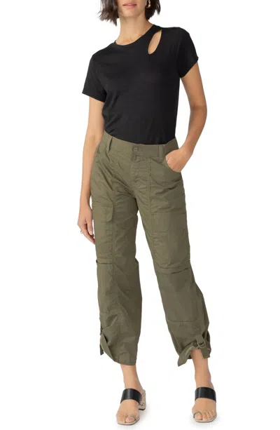 Sanctuary Cali Straight Leg Crop Cargo Pants In Mossy Green