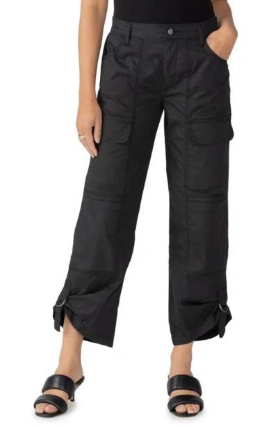 Sanctuary Cali Straight Leg Crop Cargo Trousers In Black