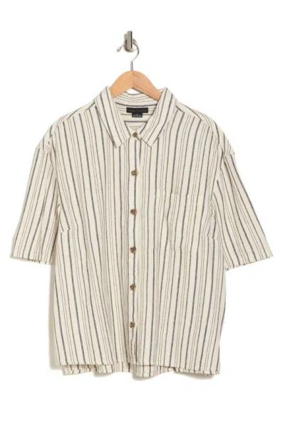 Sanctuary Camp Linen Stripe Button-up Shirt In Soft Powder Barcode Stripe