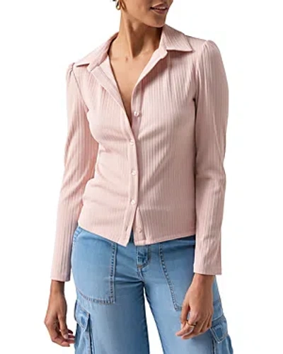 Sanctuary Candy Ribbed Knit Shirt In Rose Smoke