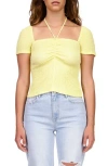 Sanctuary Cap Sleeve Crop Halter Top In Lima Bean