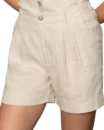 Sanctuary Caravan Linen Cuffed Shorts In Flax