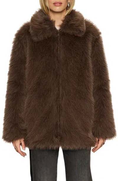 Sanctuary Carmen Fur Coat In Morel In Multi