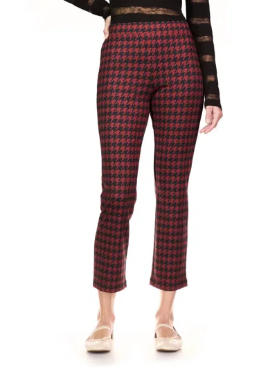 SANCTUARY CARNABY CROP KICK HOUNDSTOOTH LEGGINGS IN BLACK/RED