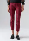Sanctuary Carnaby Kick Crop Pants In Pink Glen Plaid In Red