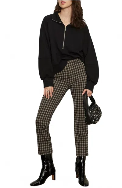 Sanctuary Carnaby Metallic Plaid Mid Rise Crop Pants In Brown