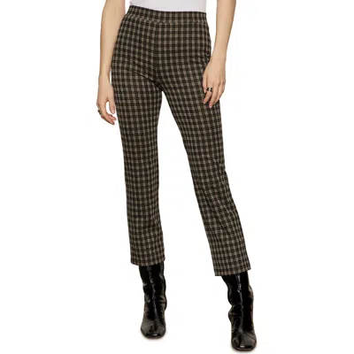 Sanctuary Carnaby Metallic Plaid Mid Rise Crop Pants In Brown