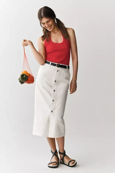 Sanctuary Carrier Button-front Denim Midi Skirt In White
