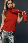 Sanctuary Cashmere Blend Scarf Sweater Tank Top In Red