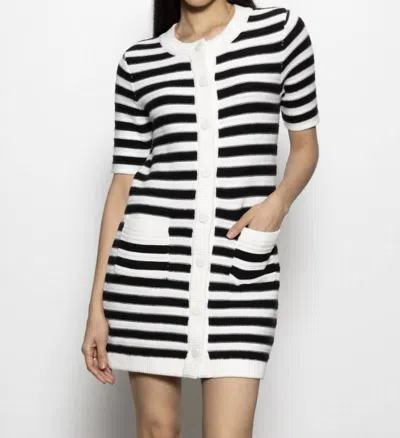 Sanctuary Cate Button Knit Dress In Chalk And Black Stripe In Multi