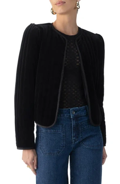 Sanctuary Channel Quilted Velvet Jacket In Black
