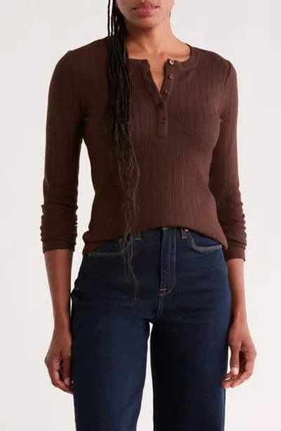 Sanctuary Charmed Rib Henley In Brown