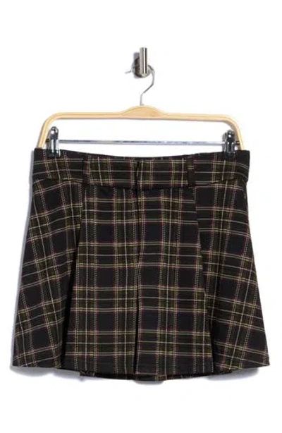 Sanctuary Check Pleated Skirt In Brown