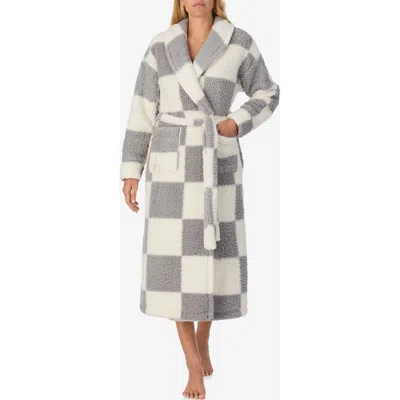 Sanctuary Women's Ultra-cozy Belted Check Wrap Short Robe In Gray