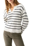 Sanctuary Chill Vibes V Neck Sweater In Chalk/ Black