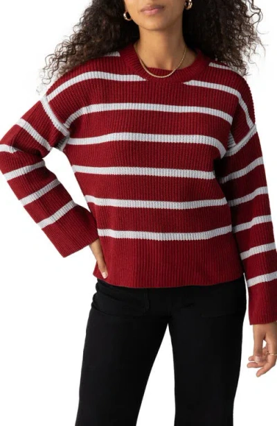 Sanctuary Chilly Out Chenille Sweater In Garnet/heather Grey Stripe