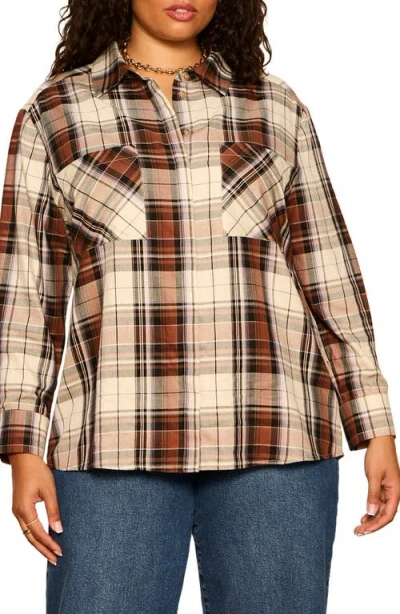 Sanctuary City Plaid Shirt In Brown