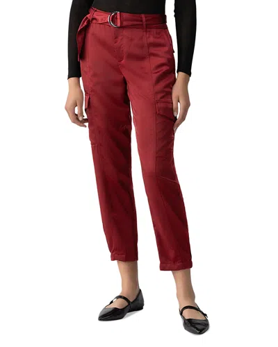 Sanctuary Classy Satin Cargo Pants In Garnet