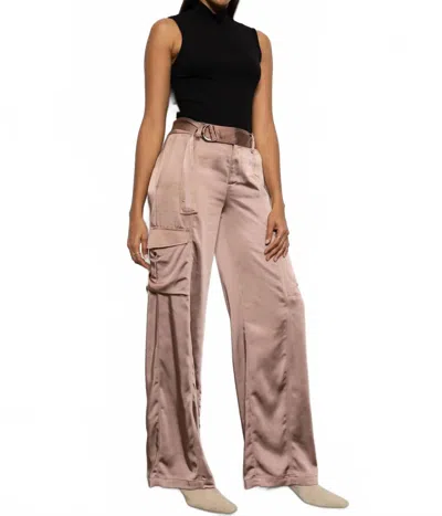 Sanctuary Classy Wide Leg Cargo Pants In Rose Gold In Brown